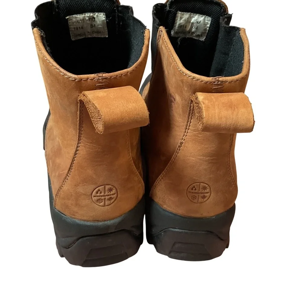 Lands End Chelsea Duck Boots Mens 11D Tan‎ Brown Good Leather Rubber 96615
